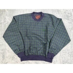 Vintage Proquip Men's Large  Navy Plaid Pullover Outdoor Golf Jacket Tartan